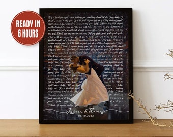 Personalized Wedding Song Lyrics with Photo Gift First Dance Canvas Print Wedding Song Portrait First Song Wedding Gift Song Lyrics print