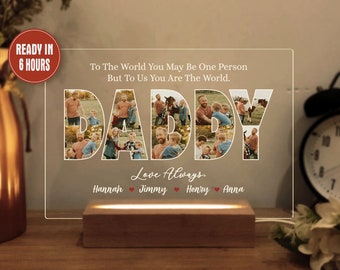 Personalized Dad Photo Night Light, Father's Day Gifts, Dad Photo Collage Gift, Dad Photo Gifts, Dad Birthday Gift, Dad Christmas Gift