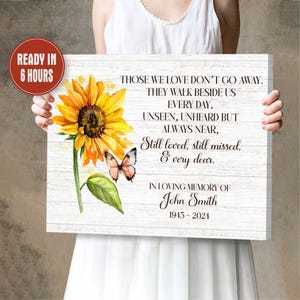 Personalized Remembrance Gift for Funeral Decor In Loving Memory Wall Art Sympathy Gift for Loss of Mom and Dad Sunflower Memorial Sign