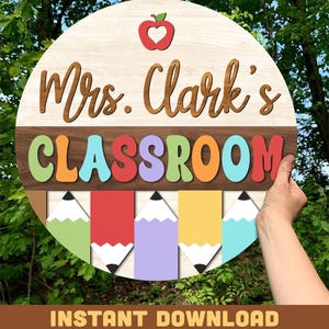 Teacher Name Sign SVG Teacher Classroom Laser SVG Teacher Door Hanger ...