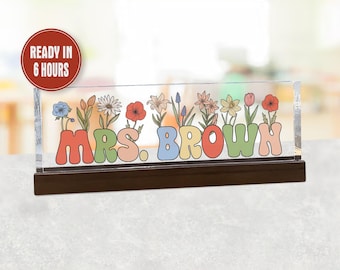 Personalized Teacher Appreciation Gift Custom Teacher Name Desk Sign Teacher Desk Name Plate Teacher Acrylic Plaque