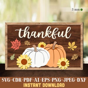Thankful Pumpkin Door Sign Svg, Thankful Door Sign Svg, Fall Door Hanger Svg, Fall Door Sign Svg, Thankful Svg, Thanksgiving Svg, Fall Laser