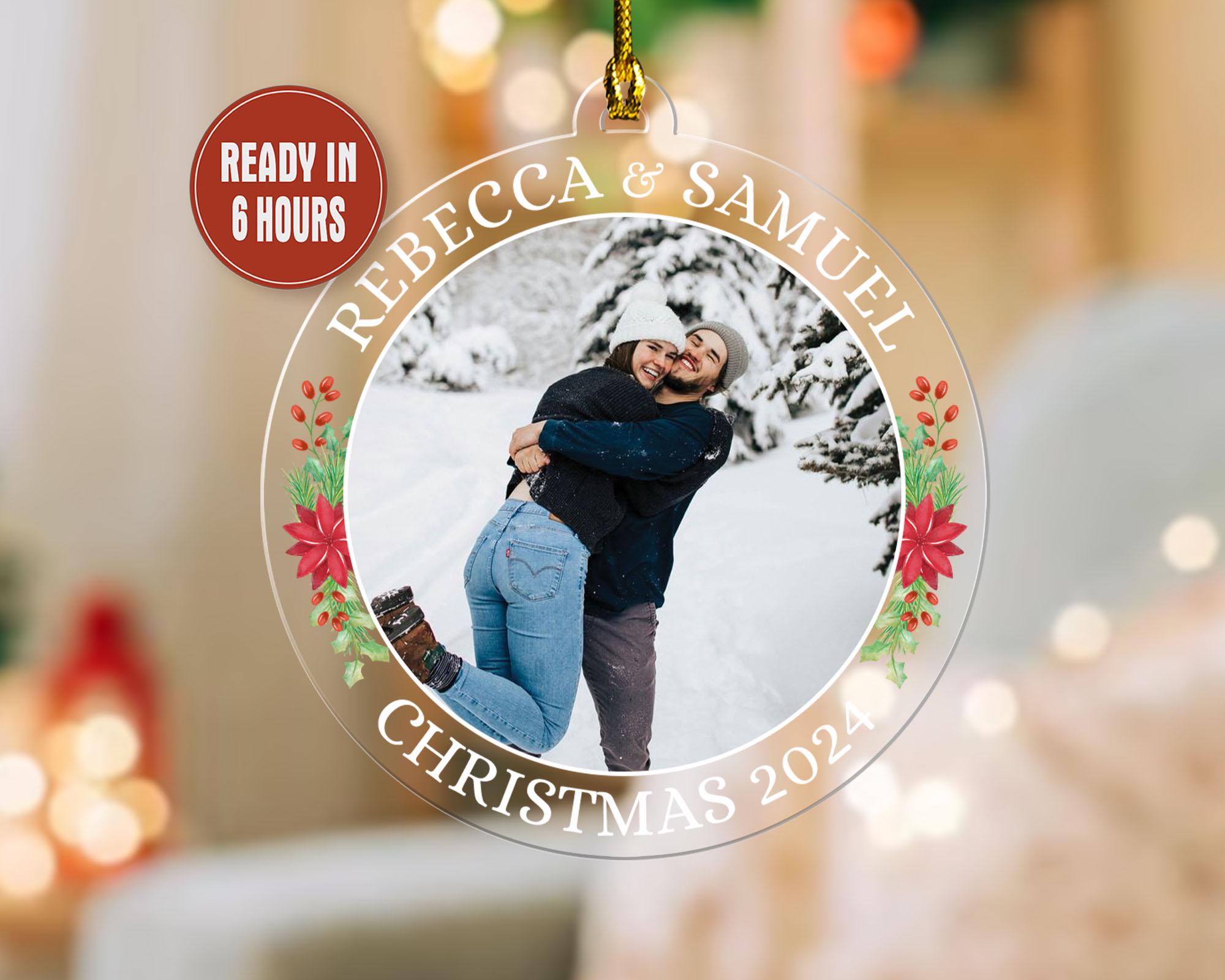Romantic Gift For Him Her Custom Couple Photo Christmas Ornament - Oh Canvas
