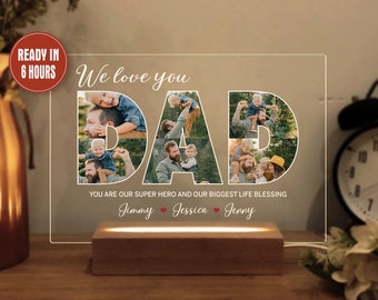 Personalized Dad Photo Night Light, Father's Day Gifts, Dad Photo Collage Gift, Dad Photo Gifts, Dad Birthday Gift, Dad Christmas Gift