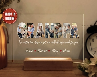 Personalized Grandpa Photo Collage Night Light Grandpa Collage Gift Father's Day Gift for Grandpa Birthday Gifts, Grandpa Photo Gift