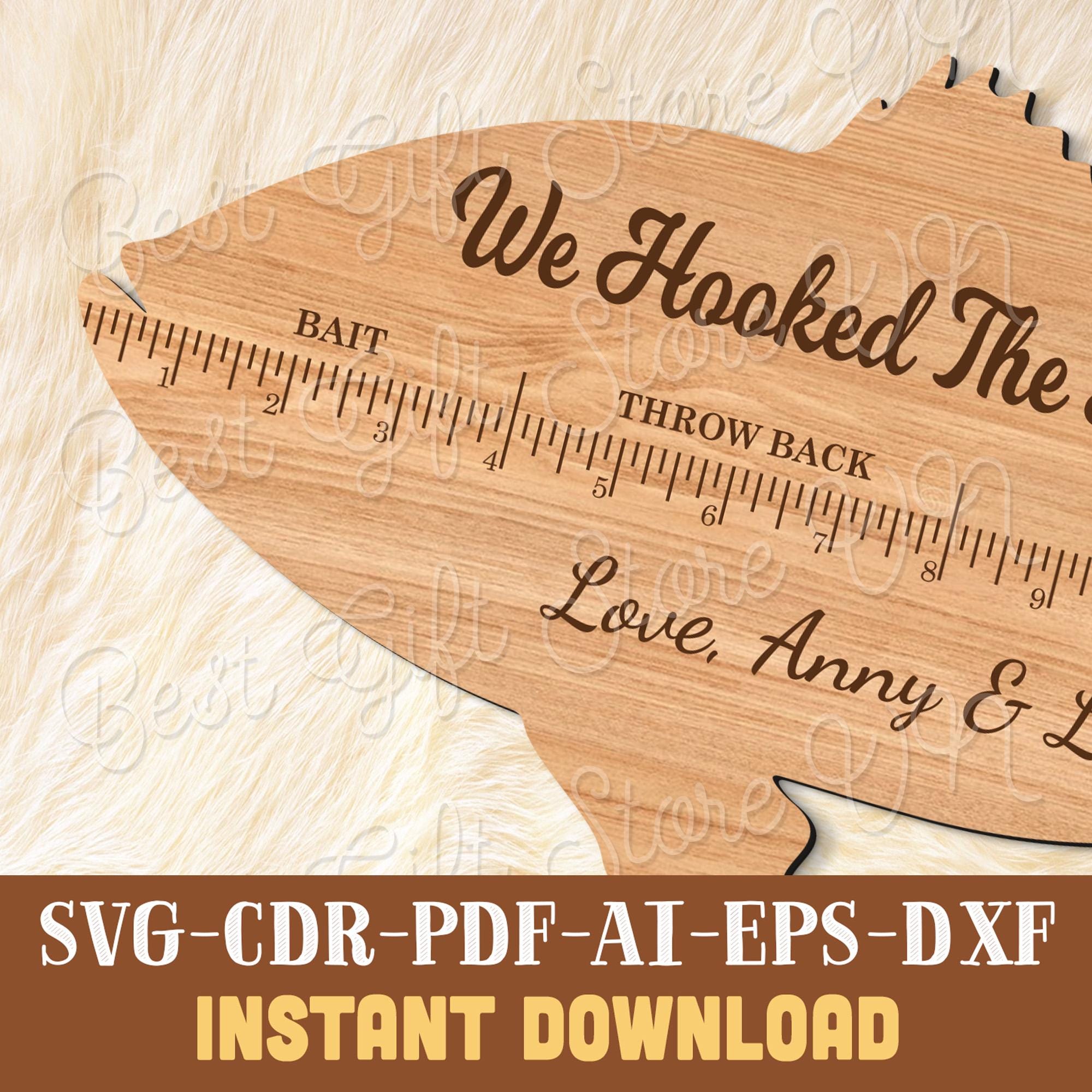 Leaser Fish Bass Fish Ruler SVG Laser File Fathers Day SVG Fish Measurement Plaque ...