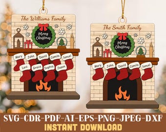 Merry Christmas Ornament Svg, Family Christmas Ornament Svg Laser Cut, Christmas Family Ornament Svg, Family Ornament Svg