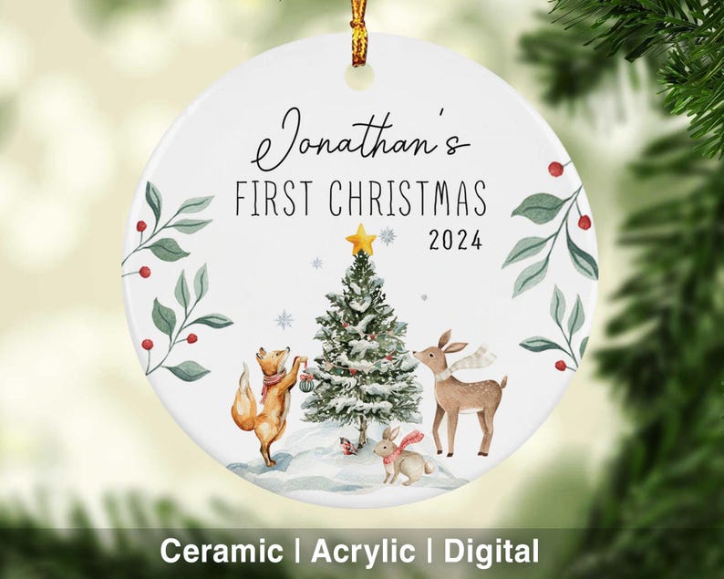 Personalized Baby Boy 1st Christmas Ornaments Gifts, First Xmas Baby