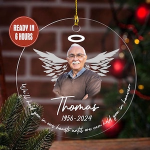 Loss Of Grandpa Ornaments With Photo, Personalized Dad Mom In Heaven Memorial Christmas Ornament, Loss Of Loved One Keepsake Memory Gifts