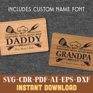 Planche à découper barbecue fichier laser SVG cadeau pour grand-père fête des pères SVG planche à découper papa