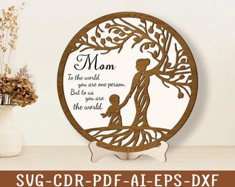 Mother's Day Stand SVG Laser Cut Files, Mother Tree Svg, Layered Tree Svg, Mom Svg Laser Ready Cut Download Files, Mothers Day Svg Digital