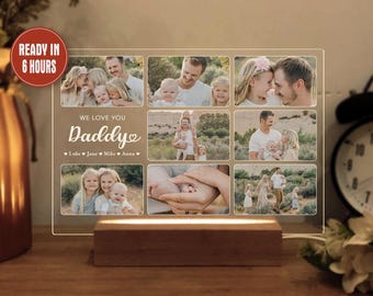 Personalized Photo Collage Dad Photo Gift Fathers Day Photo Collage Gift Dad Birthday Gift Custom Night Light gift for Daddy