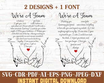 We Are A Team Holding Hands SVG Valentine Day SVG Couples design svg promise hand in hand svg lovers svg Marriage love svg