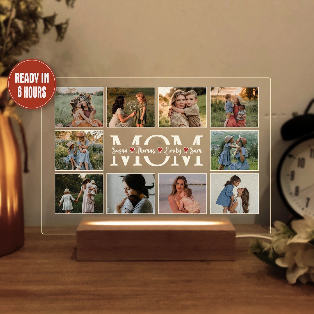 Personalized Mother's Day Gift Photo Night Light, Mom Photo Collage Night Light, Mom Night Light ...