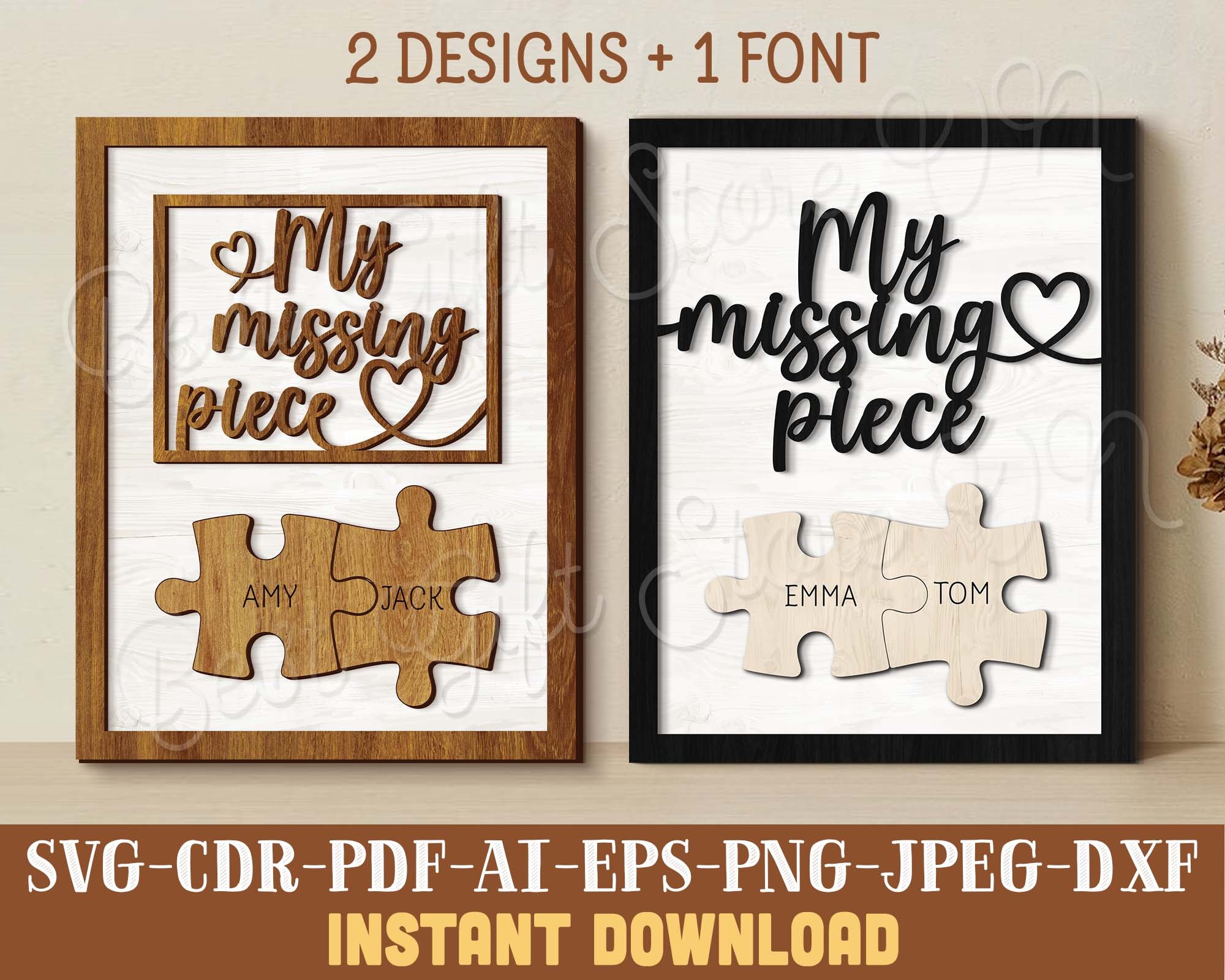 My Missing Piece Sign SVG Laser File Valentine Day Puzzle