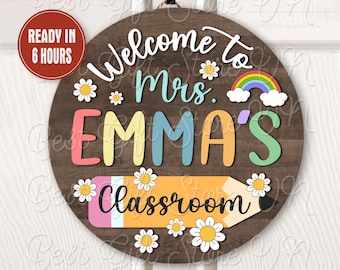 Personalized Teacher Door Sign Custom Teacher Gifts Classroom Welcome Sign Back to School Gift 3D Teacher Name Sign Classroom Decoration