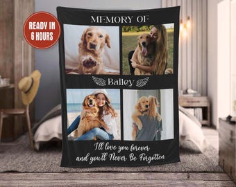 Personalized Dog Memorial Photo Blankets, Loss Of Cat, Dog Blanket, Pet Loss Memory Blanket With Pictures, Dog Mom, Dog Dad Gifts