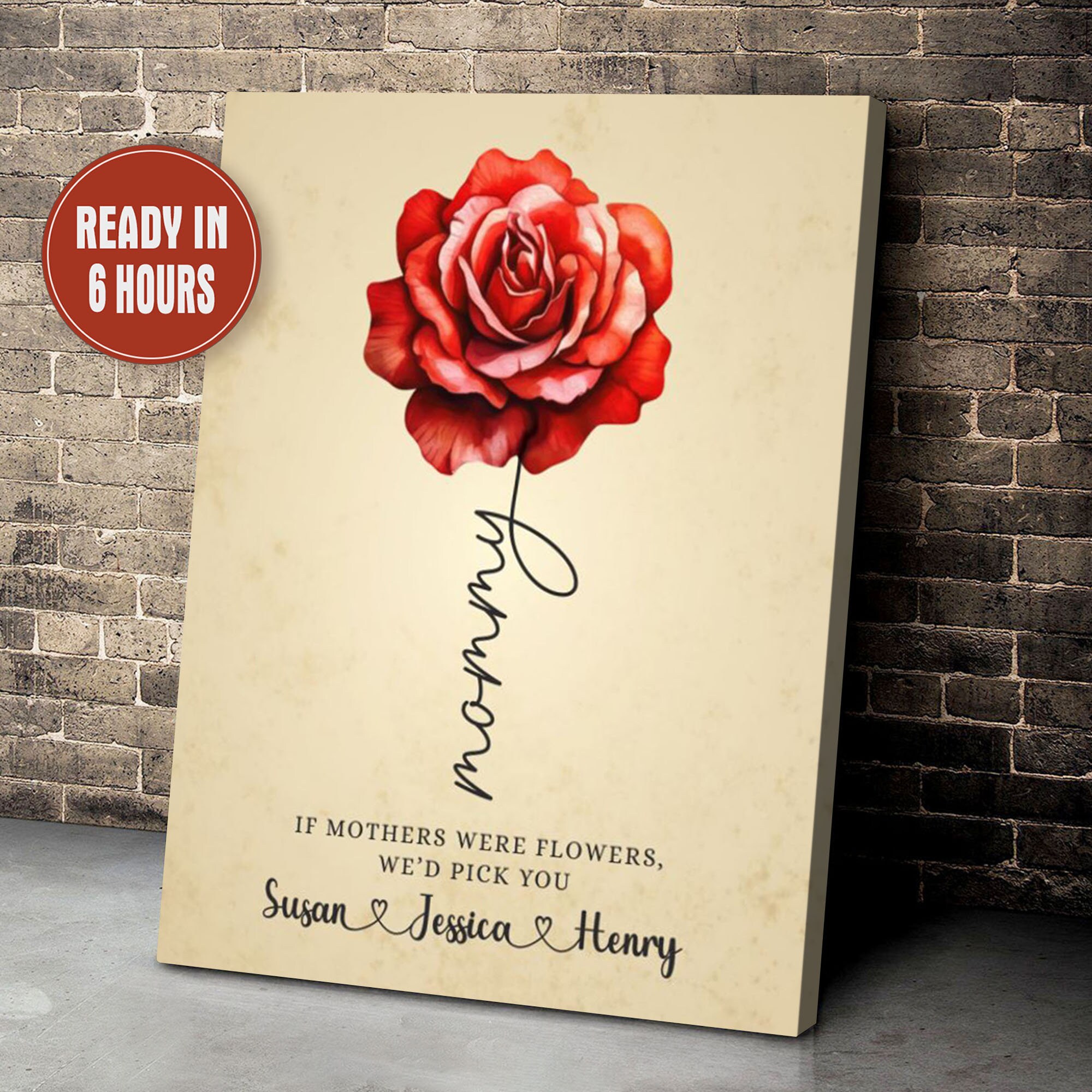 Personalized Mom Flower Wall Art Mothers Day Gifts Flower Gift for Mom ...