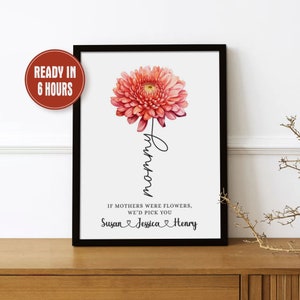 Personalized Mom Flower Wall Art Mothers Day Gifts Flower Gift for Mom Unique Gift for Mom Canvas Gift for Mom Mother's Day Art Print