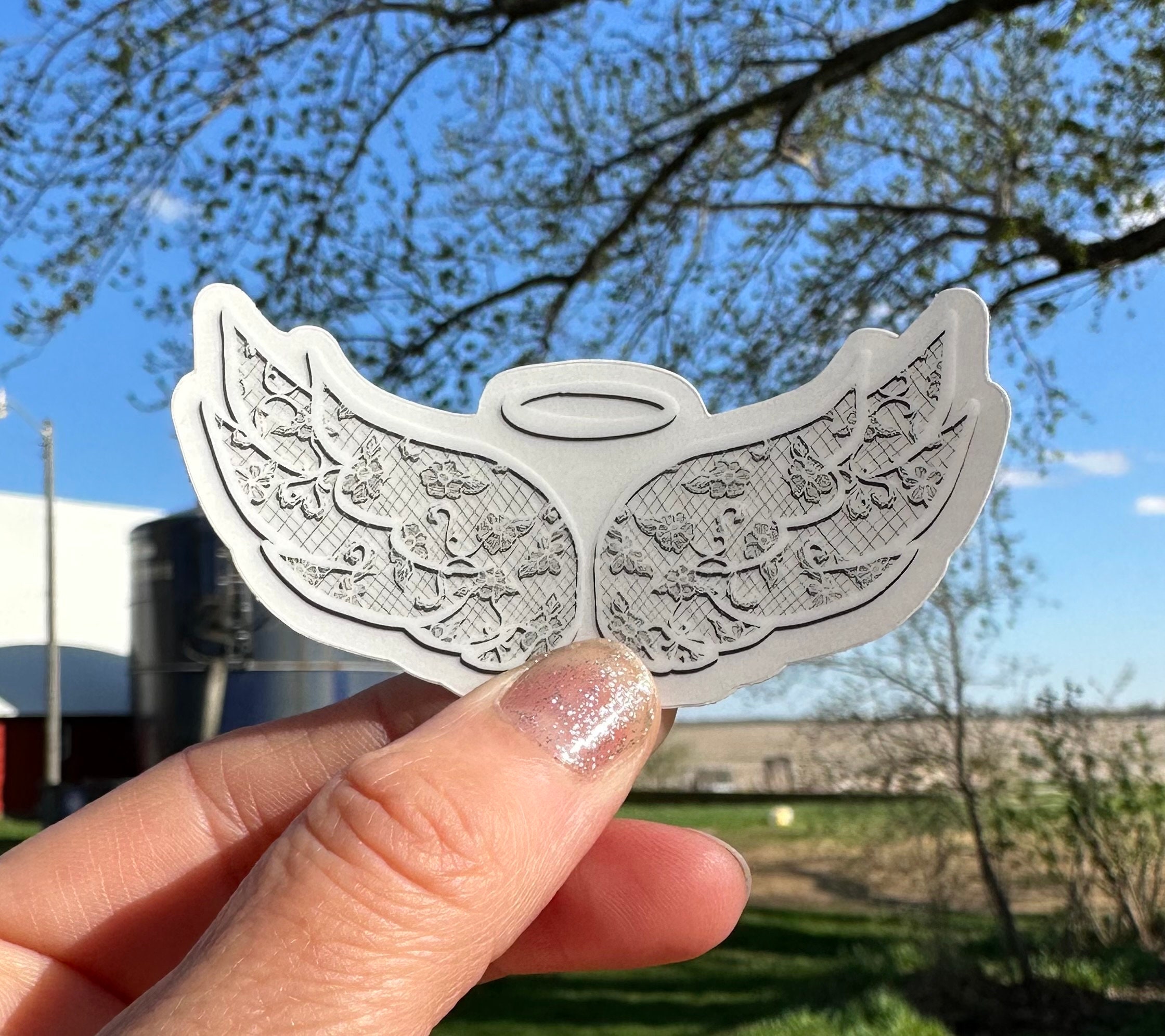 Lace Angel Wings, Clear Sticker, Angel, Wings, Angel Wings, Lace, Vinyl