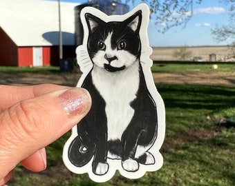 Tuxedo Cat Sticker, water bottle sticker, cat stickers, cat gifts, cat art, tuxedo cat, waterproof vinyl sticker, cute cat, 1.7x3 inch