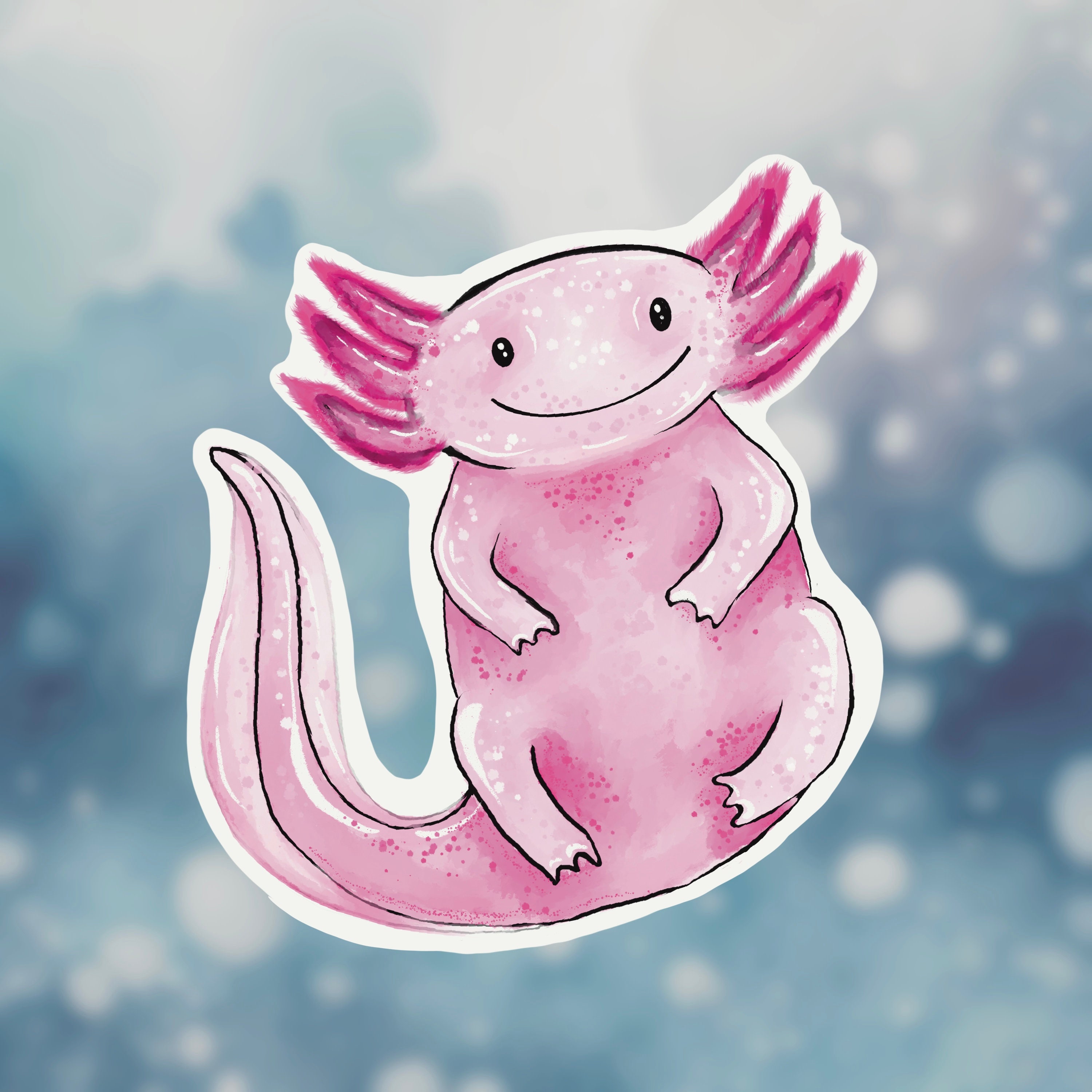 Axolotl Sticker, Pink Axolotl, Axolotl Decal, Axolotl Gift, Water Bottle Sticker, Laptop Decal