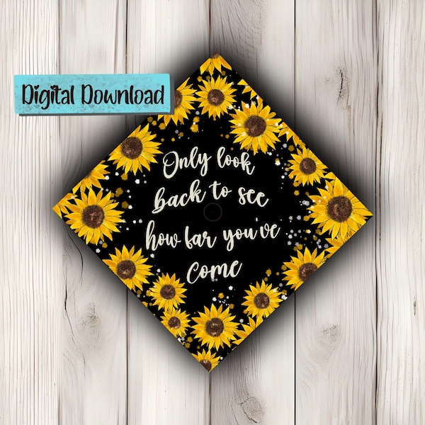 Printable grad cap topper - Sunflower graduation cap - Graduation Cap Topper - graduation topper - grad caps - class of - floral grad caps