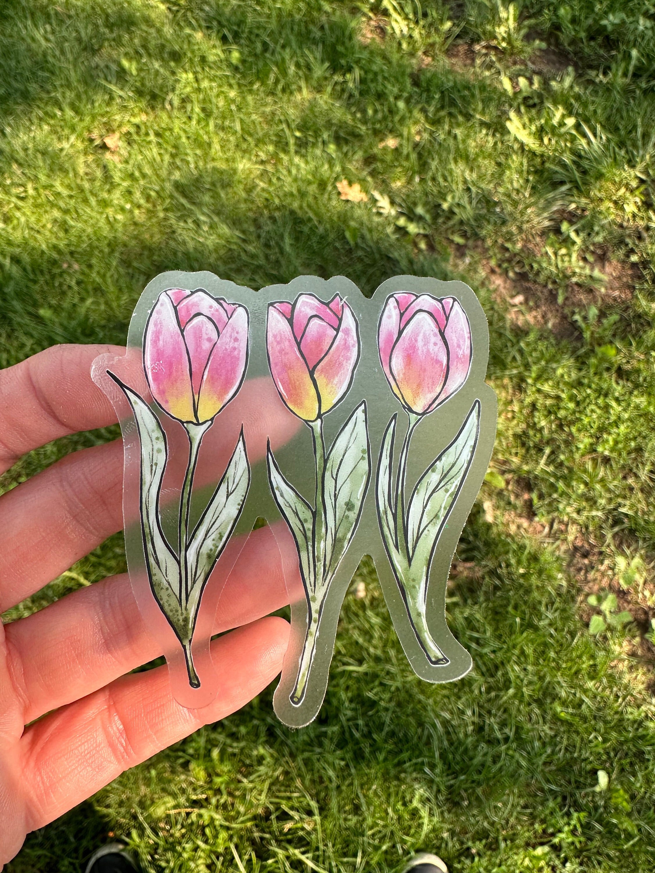 Clear Trio of Tulips Sticker - Tulip Stickers - MacBook Decal - Water ...