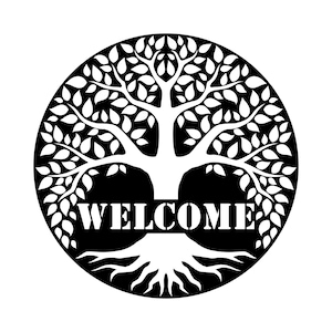 Tree Of Life Welcome Metal Sign, Housewarming Gift, Metal Wall Art, Door Hanger, Couple Gift, Home Welcome Sign for Front Porch