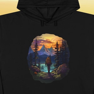 Mountain Landscape Hiking Art Hoodie – Outdoor Adventure Sweatshirt