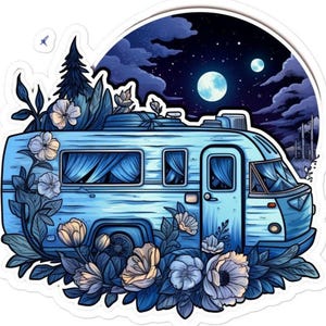 Adesivo de Campista Cottagecore, Adesivo de Trailer Vintage, Adesivo Estético Natural, Vinil de Aventura Boho, Decoração de Acampamento ao Ar Livre, Presente de Viagem Rústico