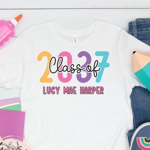 Custom Class of 2037 Kindergarten Shirt, Back-to-School Shirt, Back-to-School Gifts, Personalized Kids Shirt, Gifts for Kindergarten