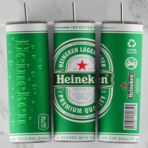 Heineken tumbler design, 20 oz skinny tumbler design, sublimation image, tumbler wrap, heineken cup, heineken sublimation, tumbler design