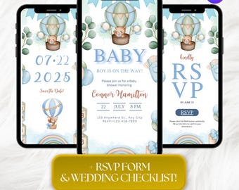 Teddy Bear Baby Shower Invitation: Editable Digital Invite & RSVP Website