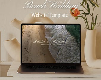 Beach Wedding Website Template | Canva RSVP Digital Invitation (Digital Download)