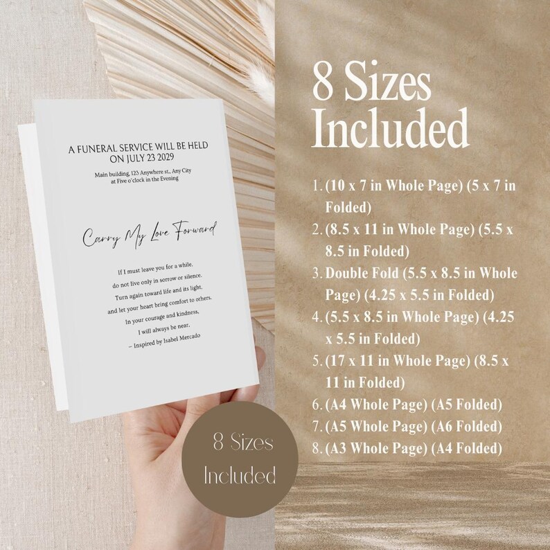 Elegant Funeral Program Template Canva | Celebration of Life (digital ...