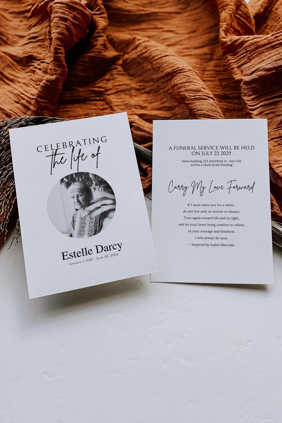 Elegant Memorial Service Program Template, in Loving Memory (canva ...
