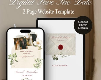 Floral Wedding Website Template | Canva RSVP Save the Date (Digital)