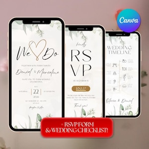 Sage Green Digital Wedding Invitation Website Template,  Trackable RSVP Online Registry Form, QR Code RSVP, Sage Green Wedding Invite