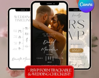 Modern Wedding Website Invitation: Editable Canva Template (Digital Download)