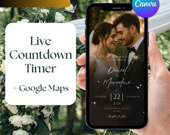 Animated Wedding Website Invitation: Elegant RSVP Template (Canva Editable, Digital Download)