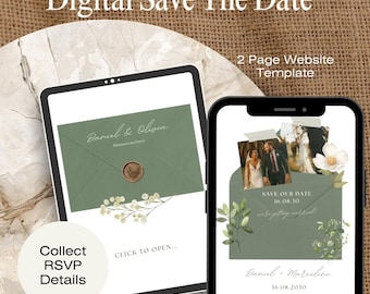 Sage Green Floral Wedding Website Template | Canva Editable (Digital Download)