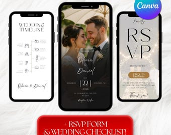Animated Wedding Invitation Website Template: Customizable RSVP (Digital Download)