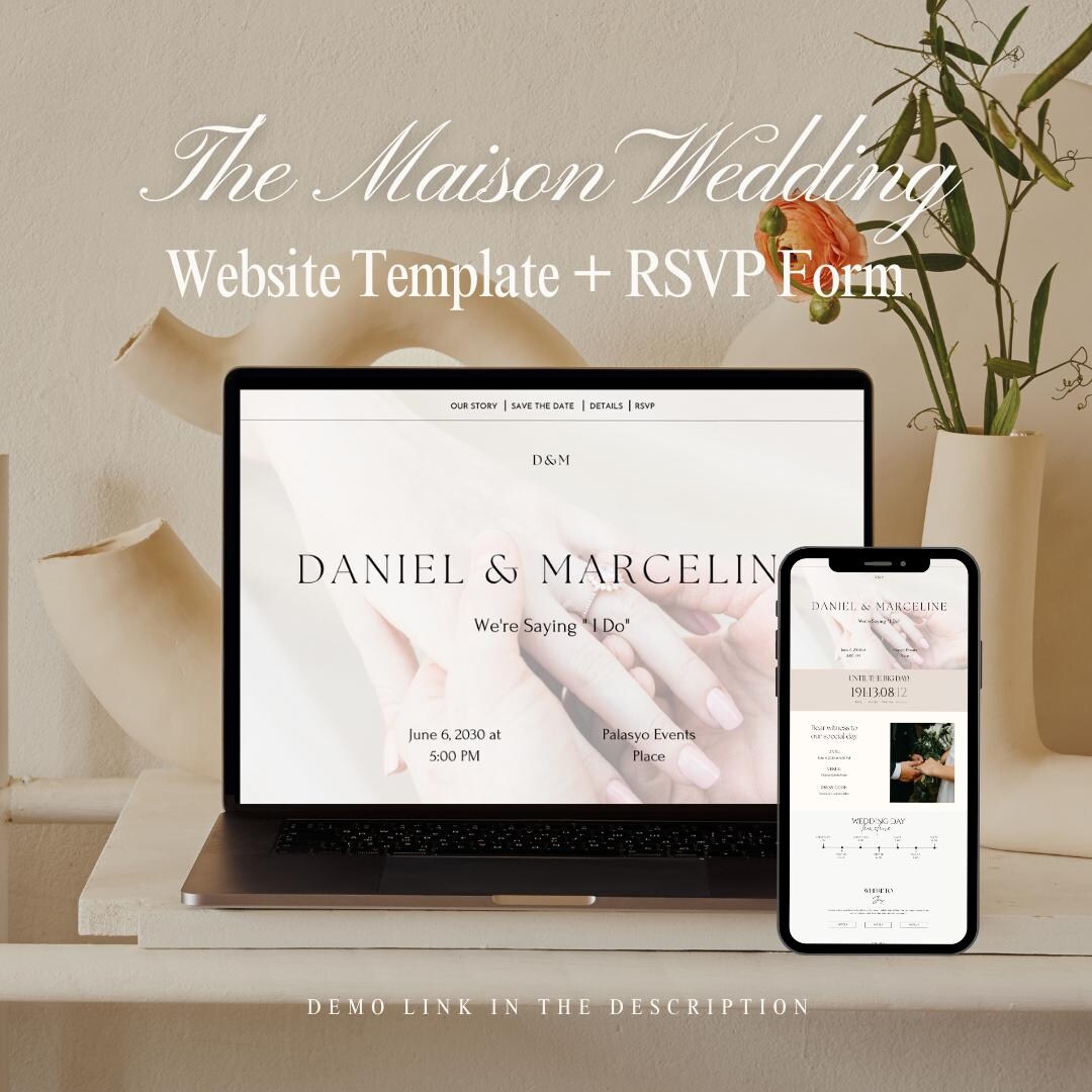 Maison Wedding Website Template, Elegant Canva Design (digital Download