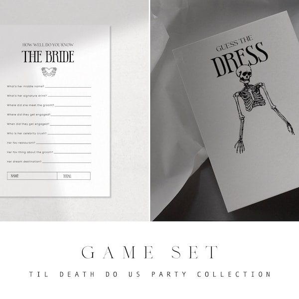 DIY Til Death Do Us Party Games | Minimalistic, Modern DIY Printable Bachelorette Games Template Set, Editable Games Set, DIY Digital Design