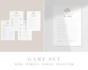 Royal Princess Diaries Games Set | Sophistication, DIY Printable Bachelorette Games Template Set, Editable Games, DIY Digital Design