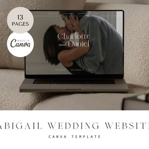 Bearbeitbare Abigail Hochzeitswebsite | Canva Vorlage | DIY Digitale Einladung, Programm Details, Antwortzeit, Hochzeit Timeline der Ereignisse
