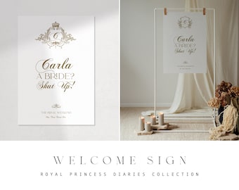 Royal Princess Diaries Sign | DIY Printable Bachelorette Welcome Sign Template, Editable Welcome Sign, DIY Digital Design