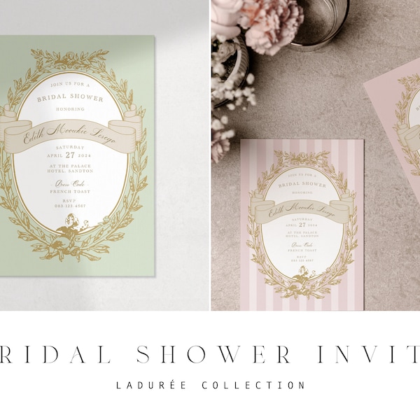 DIY Ladurée Bridal Shower | French-Inspired DIY Printable Bridal Shower Template, Editable Bridal Shower Invite, DIY Digital Design