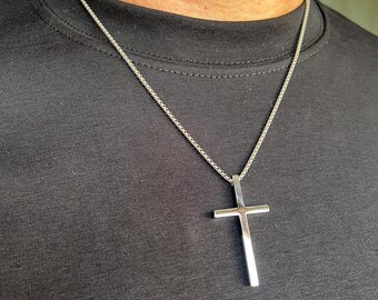 Collana con croce in argento per uomo, collana con croce in argento per uomo, piccola croce con ciondolo in argento 925, ciondolo con croce vintage - Gioielli da uomo - Italia